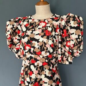 Ted Baker Maxi Dress Puff Sleeves | Size 4 |‎ Helgi Floral Seersucker MSRP $299
